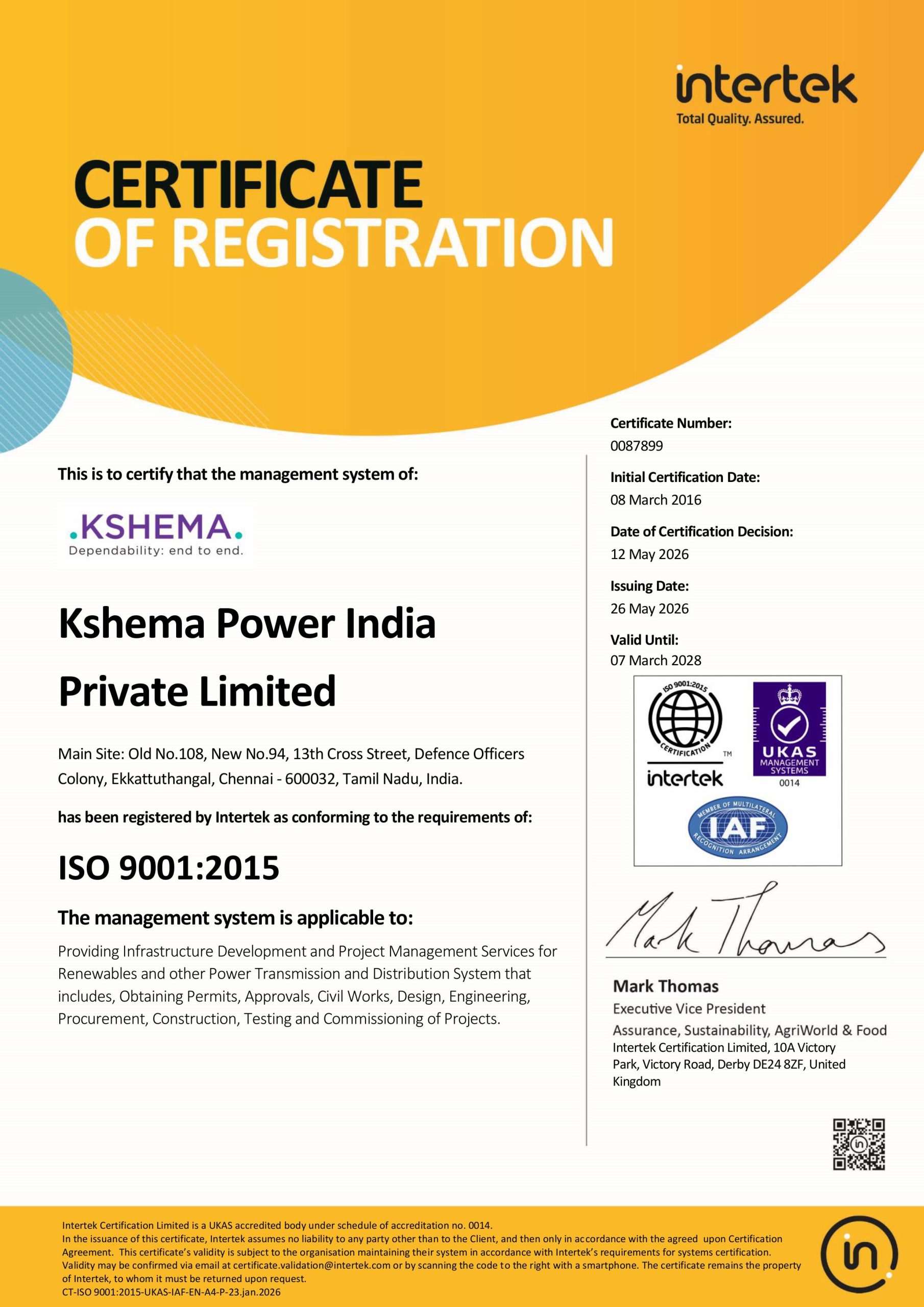 ISO certificate